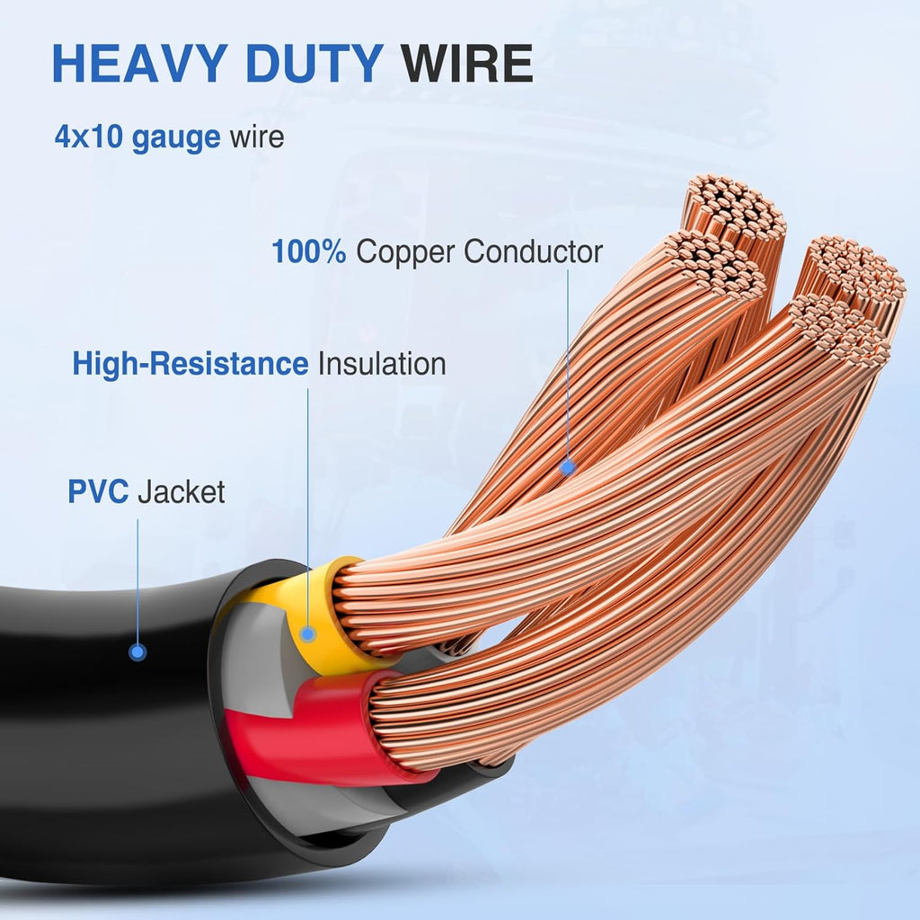 50 Amp to 30 Amp 4 Prong Pure Copper 125V/250V Outlet to EV Dryer Plug Conversion Heavy Duty 10 Gauge Wire Z877459