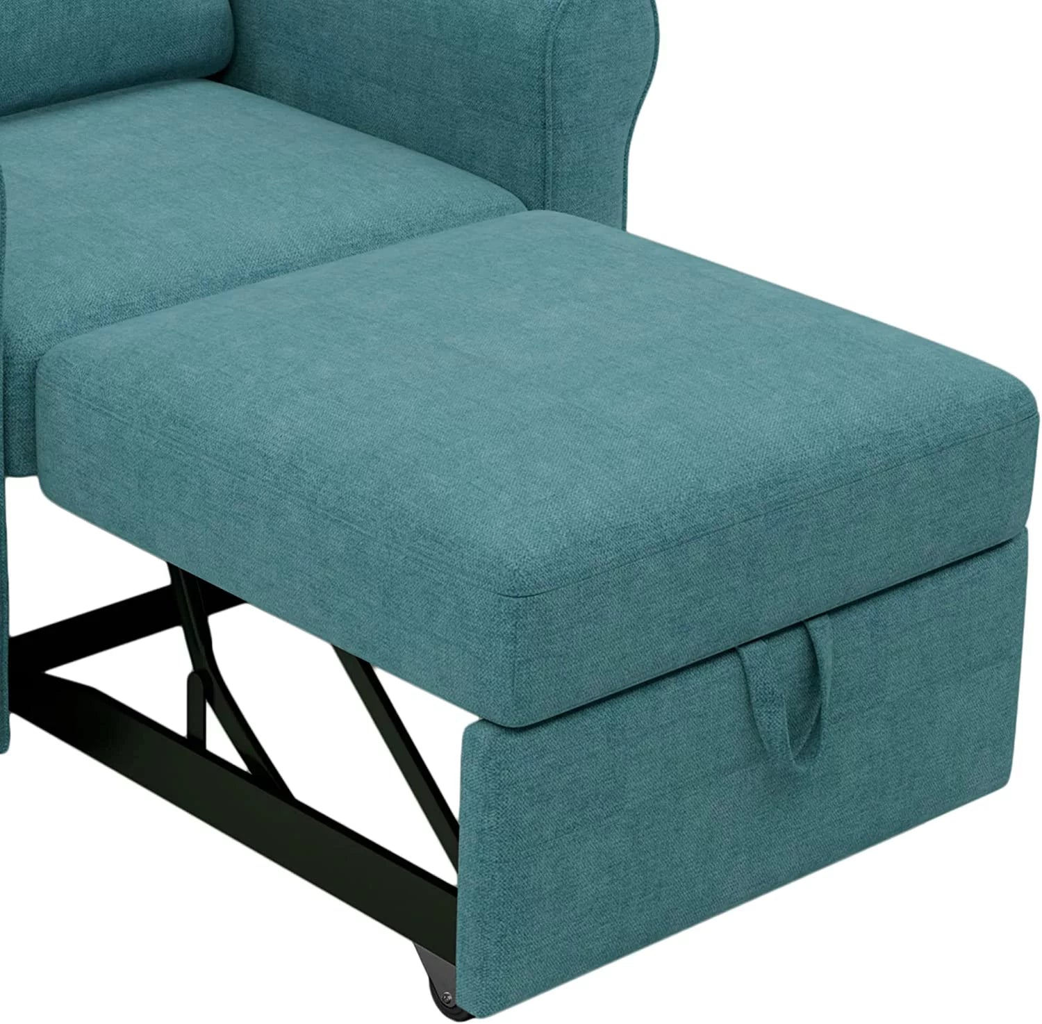 Teal Linen Convertible Sleeper Chair Bed S81631
