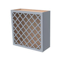 Solid Wood Wine Bottle Rack Wall Cabinet with Lattice Panels Mocha finish Gray 24”W × 12”D × 30”H R7627
