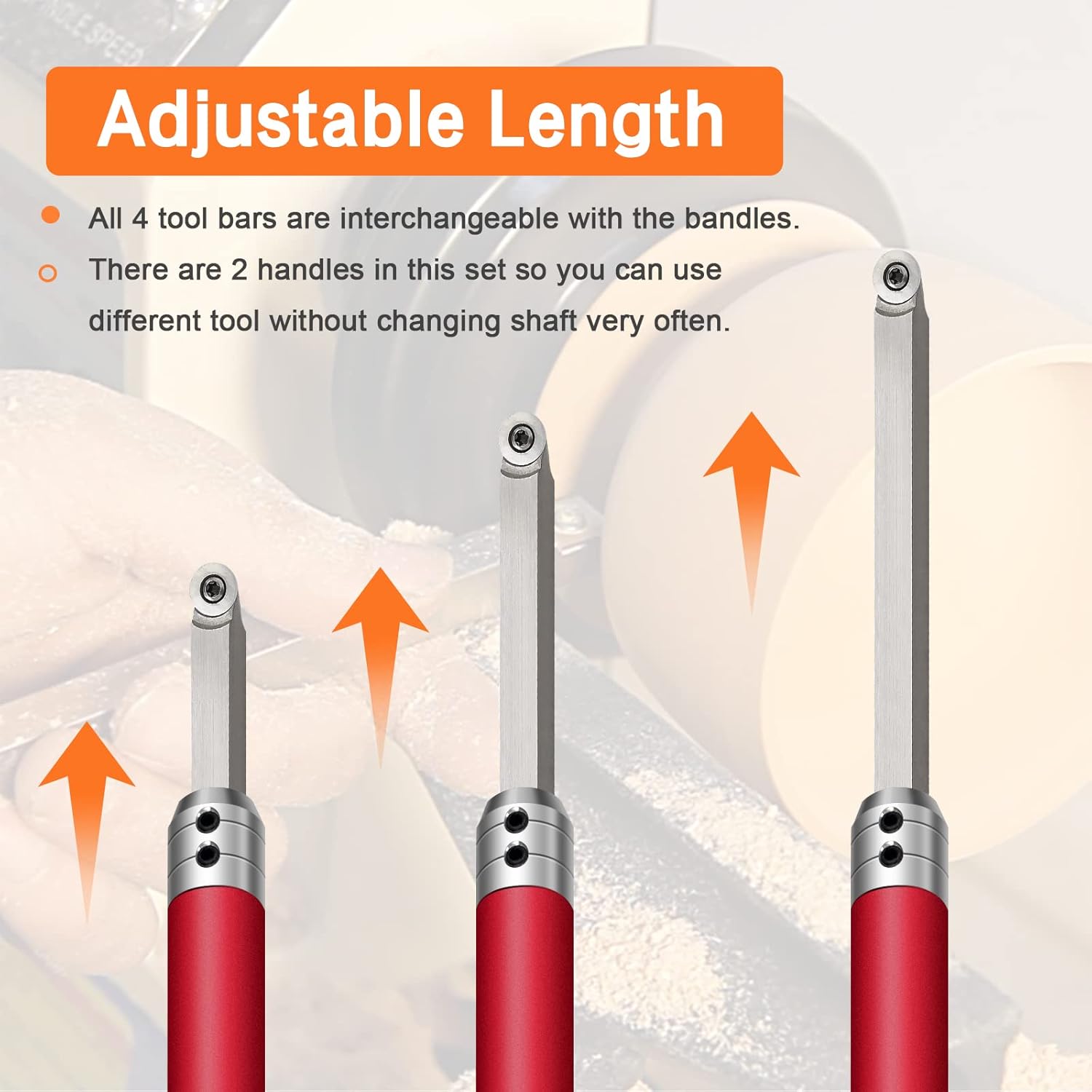 Carbide Tipped Wood Lathe Turning Tools Set with Carbide Inserts H560870