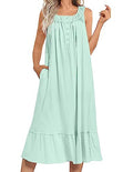 Women's Nightgowns Long Sleeveless Nightdress with Pockets S212