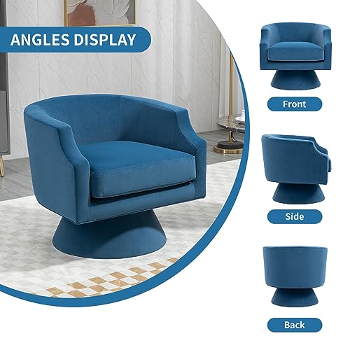 Blue Velvet Swivel Barrel Chair A600418