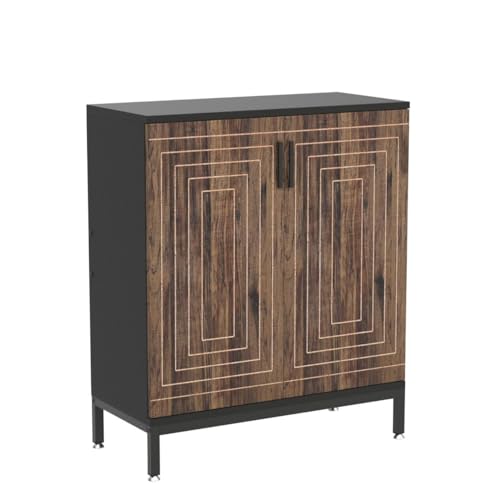 Shoe Cabinet with Doors, 20 Pairs Storage Organizer (Brown/Black) W16487