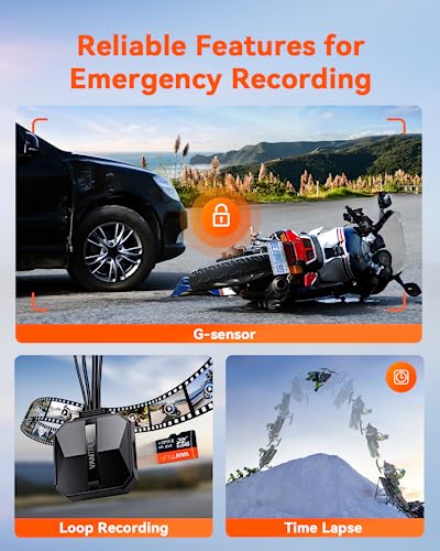 Motorcycle 4K Dash Cam Front and Rear, IP67 Waterproof, GPS Wi-Fi A575
