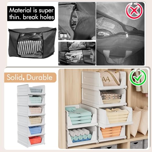 White Stackable Closet Storage Basket K2378