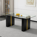 Large Rectangular Glass Table with Tempered Glass Top and MDF Legs E52374