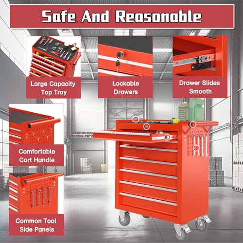 7-Drawer Metal Rolling Tool Chest with Wheels and Locking C8472