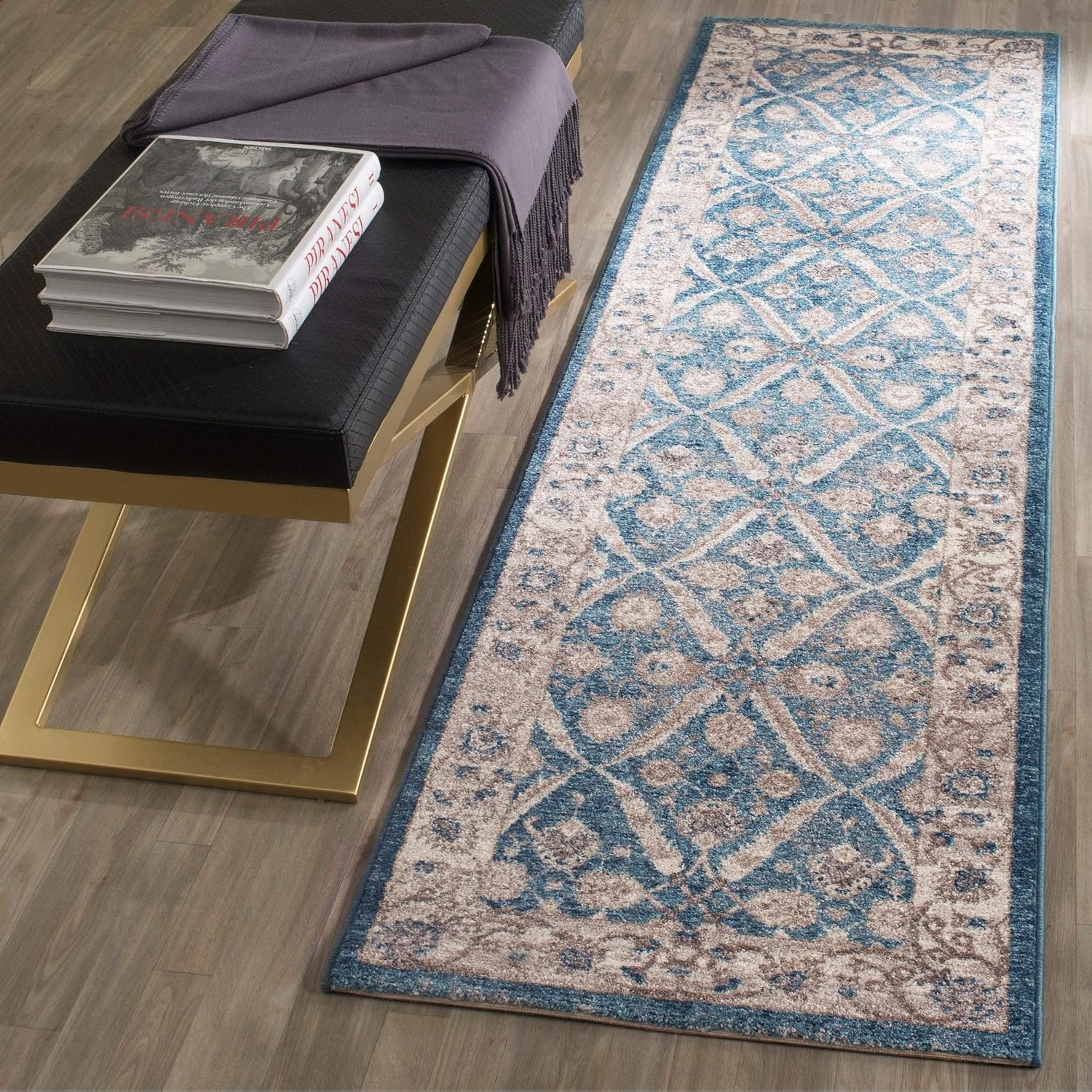 9' x 12' Blue & Beige Vintage Oriental Area Rug N818887