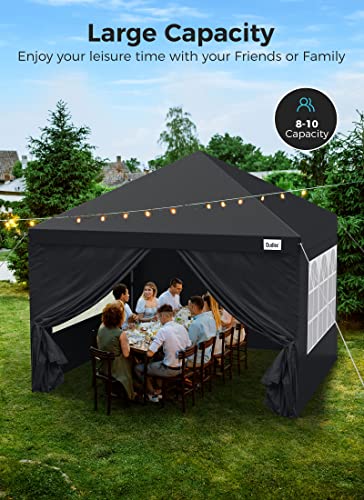 Black 10x10 Ft Pop up Canopy Tent with Window and Removable Sidewall B530