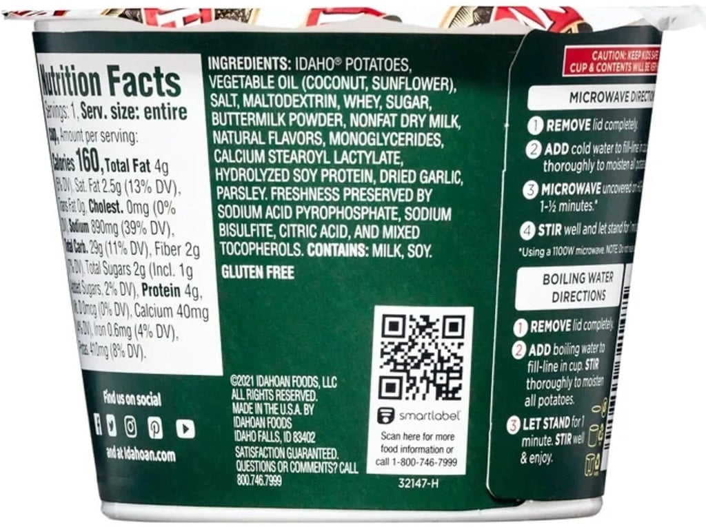 4 Flavor Mashed Potatoes Microwavable Bowls Variety, Pack of 8 D7704