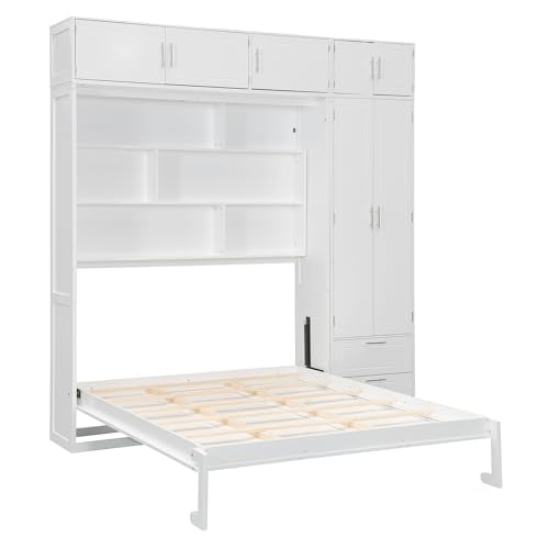 Gray Wood Twin Murphy Bed with Light and USB D346