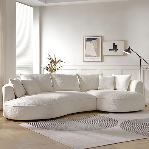 128.74" Orange Eco-leather Curved 5-Seat Sectional Sofa J4255