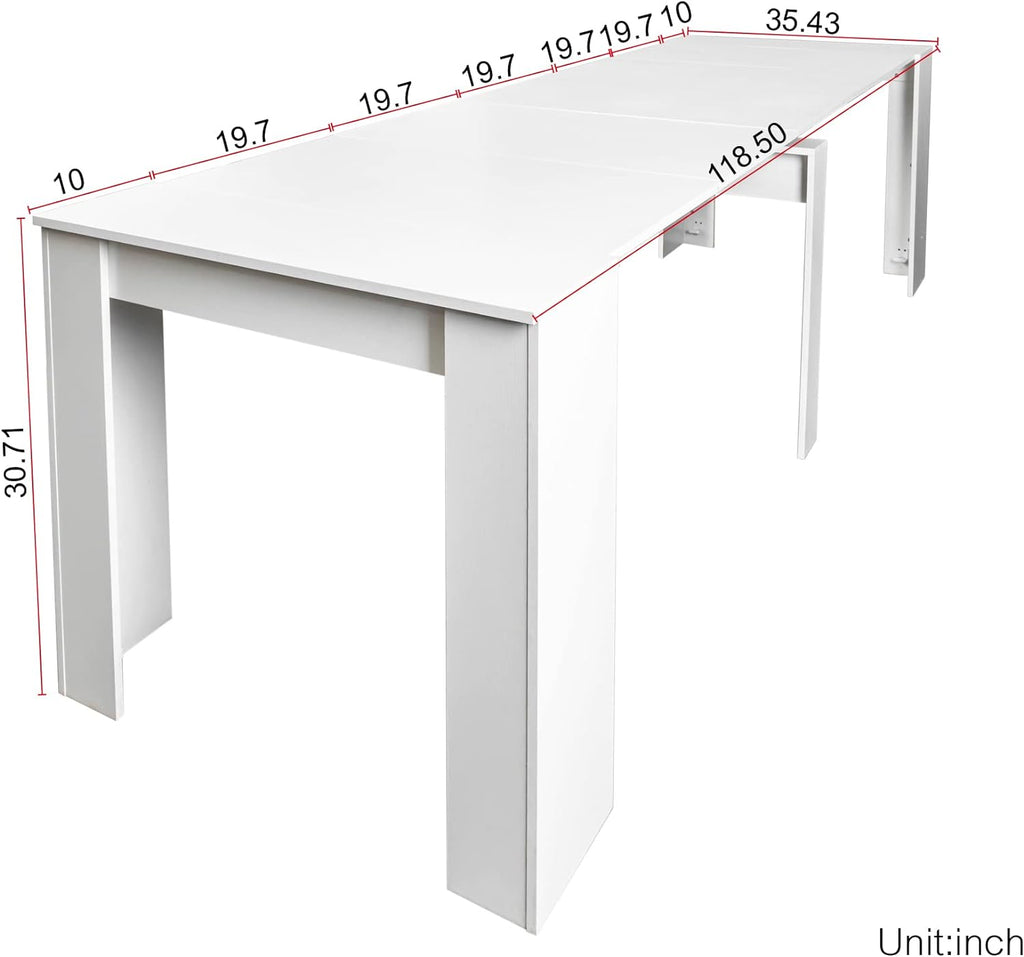 White Wooden Expandable Dining Table K3558