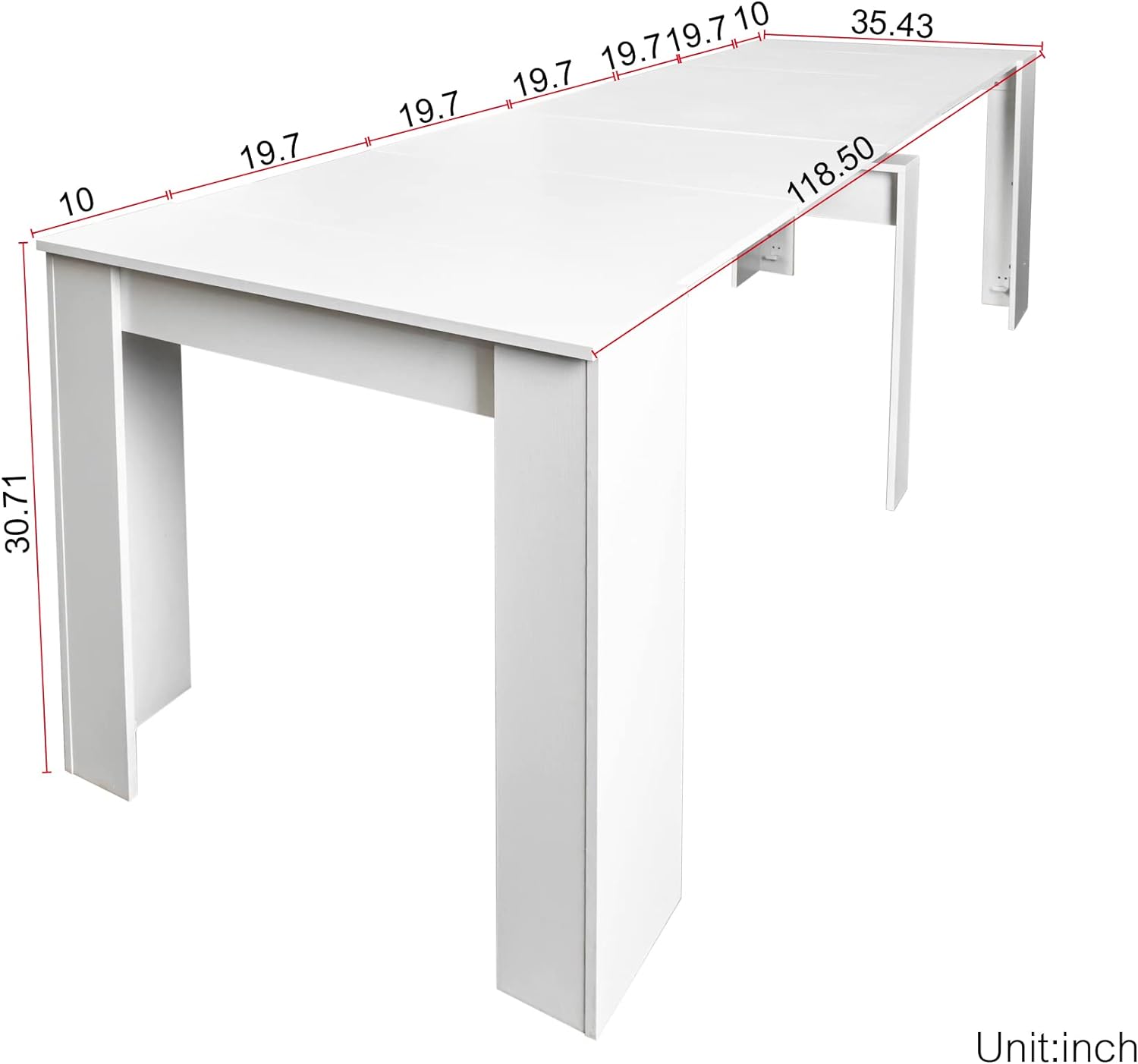 White Wooden Expandable Dining Table K3558