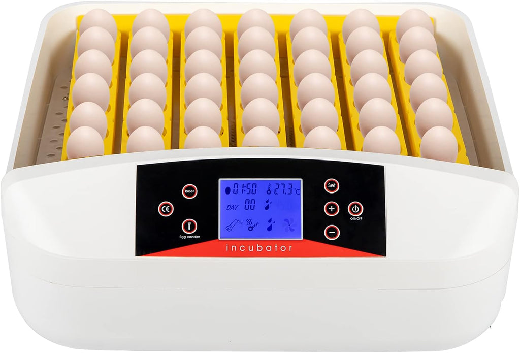56-Egg Fully Automatic Poultry Incubator with Egg Candler White J5745
