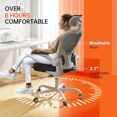 Black Ergonomic High Back Desk Chair with Flip-up Armrests B988