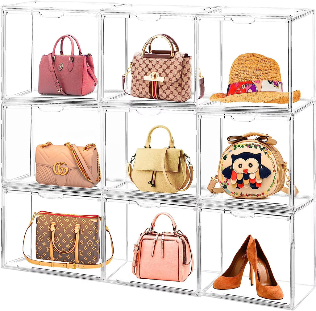 Clear Acrylic Handbag Storage Organizer Box with Magnetic Door P115