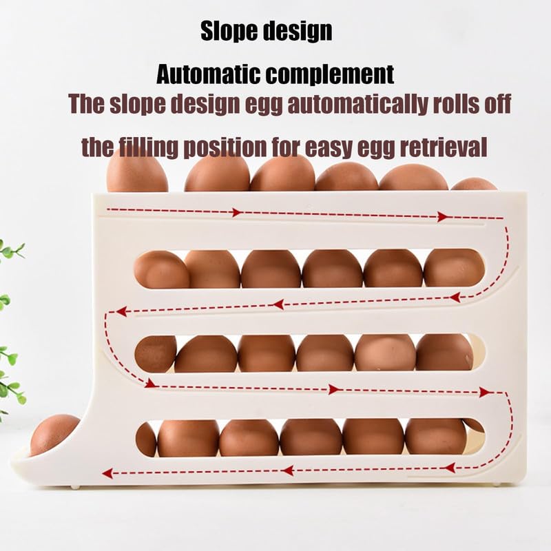30 Egg Container Auto Rolling Egg Tray Storage (Gray) C2699