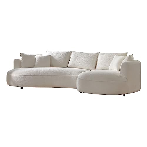 128.74" Orange Eco-leather Curved 5-Seat Sectional Sofa J4255