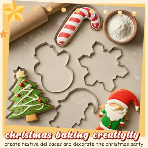 6 Pcs Large Stainless Steel Christmas Cookie Cutters Z631