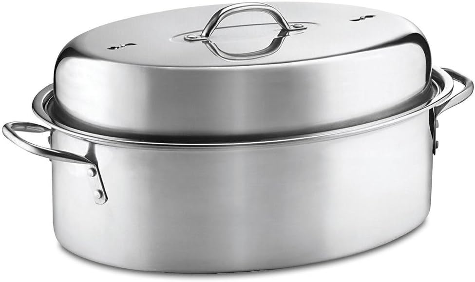 3-Piece Stainless Steel Covered Oval Roaster Set P3190