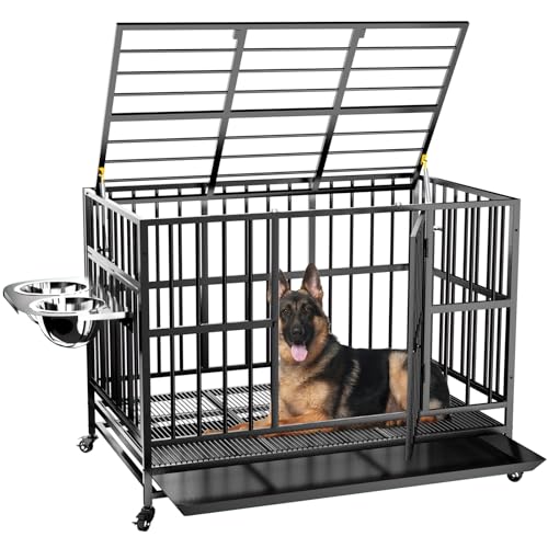 Heavy Duty Dog Crate with Wheels and Removable Tray L24753
