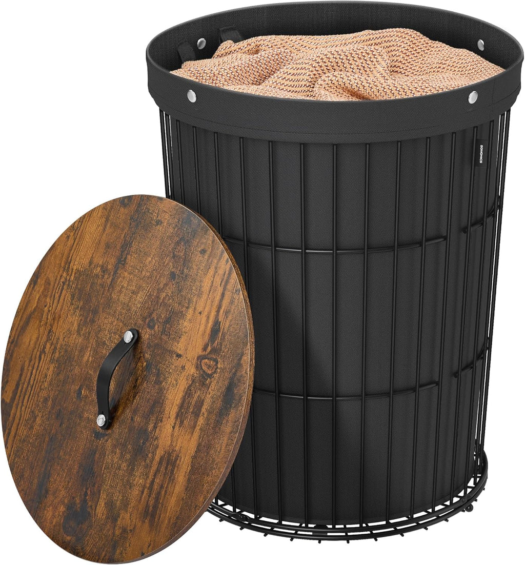 Ink Black 25 Gallons Laundry Hamper with Lid G79348