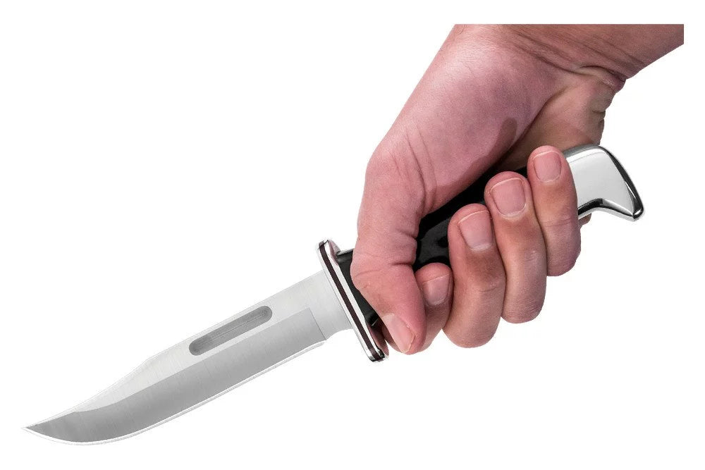 Black Fixed Blade Knife with Leather Sheath E409482
