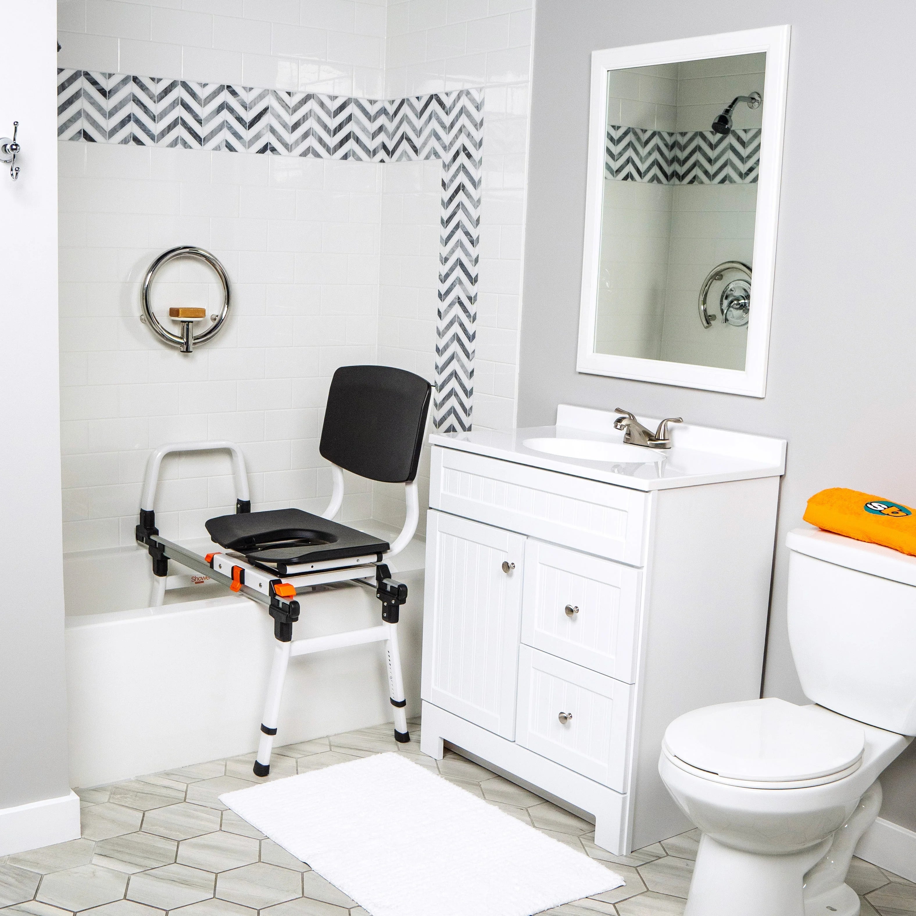 Sliding Shower Transfer Bench with Swivel Seat X2777