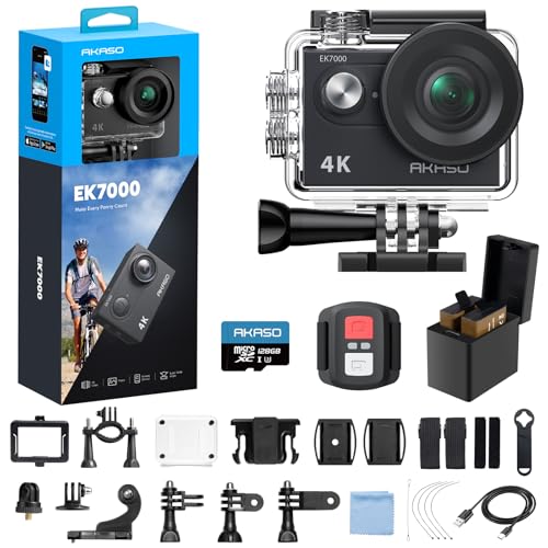4K30fps Action Camera with 128GB MicroSDXC U3 Memory Card Accessories Kit Ultra HD 131FT Waterproof Camera EIS WiFi Remote Control 4X Zoom Underwater Camera M309