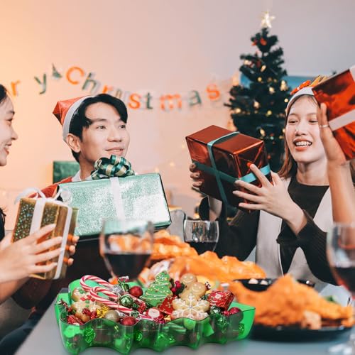2 Pcs Christmas Tree Shaped Plastic Green Serving Tray G169
