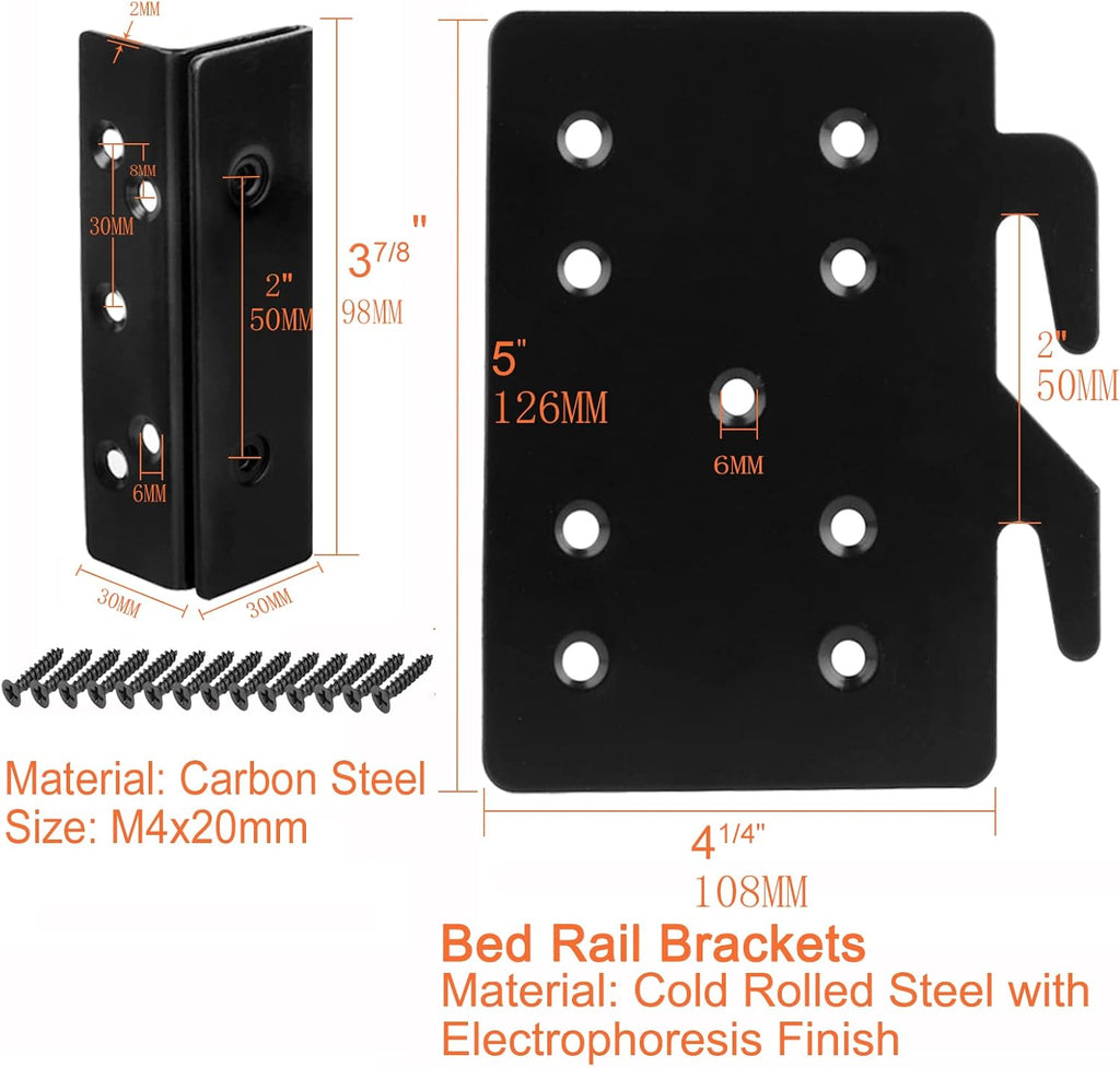 4 Pack Heavy Duty Bed Rail Hooks with Screws M95494