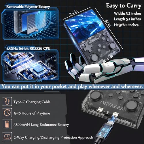 Retro Handheld Game Console with 3.5 Inch IPS Screen and 256GB Memory Card X636919