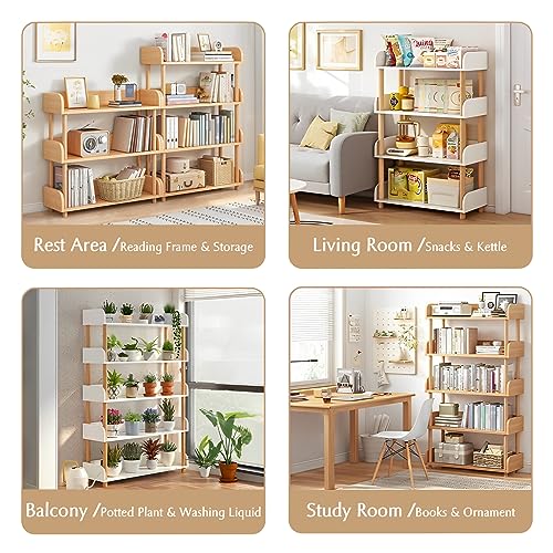 3-Tier Wooden Open Bookcase with Solid Wood Frame, Oak A38594