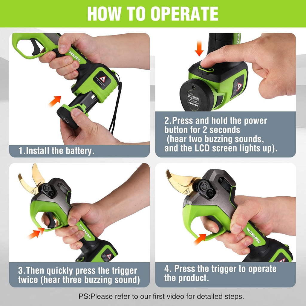 12V Electric Pruning Shears with 2 Pack Rechargeable Battery and Fast Charger P86280
