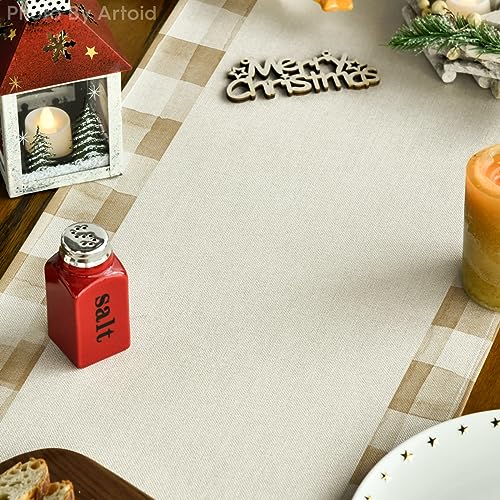 Buffalo Plaid Christmas Trees Merry Xmas Table Runner, 13 x 108 Inch S920
