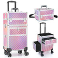 Rolling Makeup Train Case with 360° Swivel Wheels Keys V164