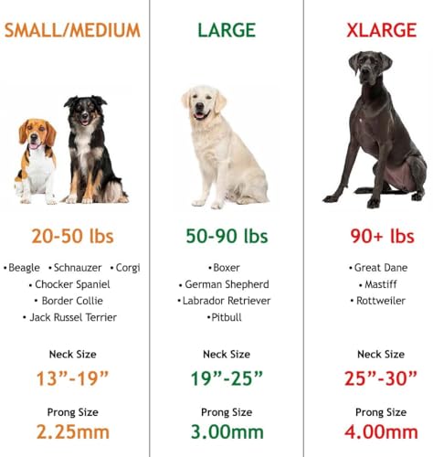 Prong Collar with Chrome Plated Stainless Steel 2.25mm Prongs for Small/Medium Dogs Q62247