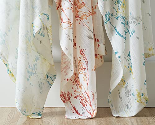 White Striped Sheer Curtains 63inch Length Light Filtering Semi Sheer Chiffon Window Curtains 2 pack Grommet Top X909