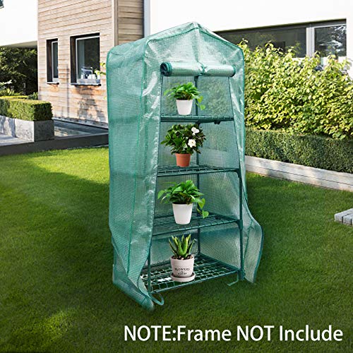 4 Tier Greenhouse Replacement Cover with Roll-Up Zipper Door PE Plant Greenhouse Cover R886