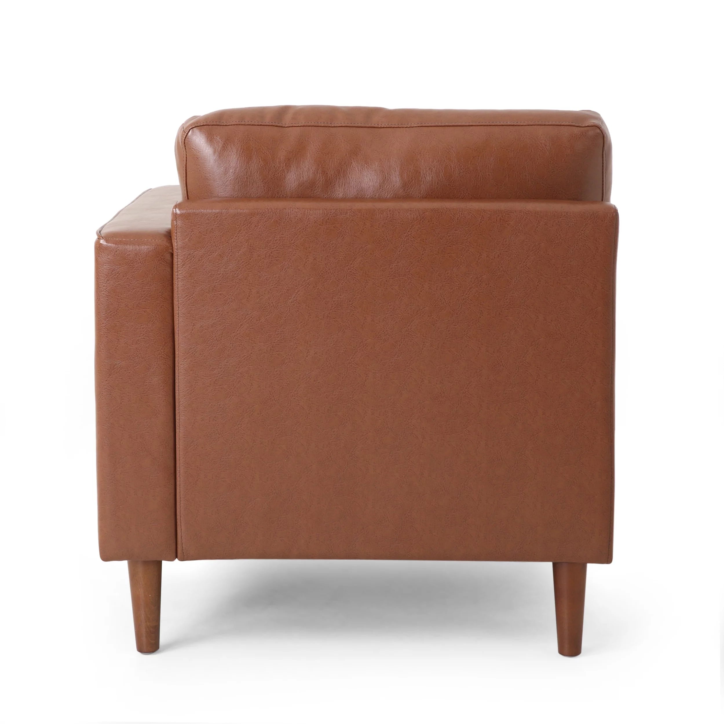 Cognac Brown Faux Leather Tufted Chaise Lounge Y44362