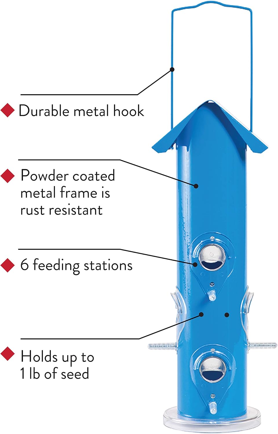 Blue Metal Tube Wild Bird Feeder I2522