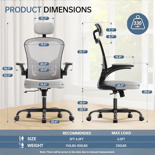 Black Ergonomic High Back Desk Chair with Flip-up Armrests B988