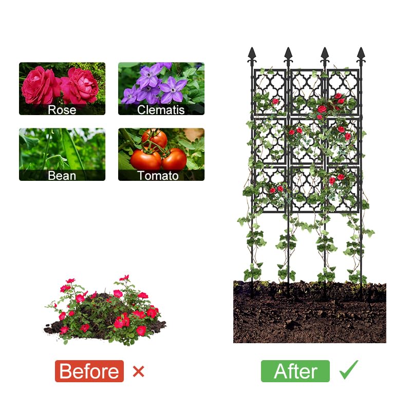 3 Pack Rustproof Metal Garden Trellis (White, Large) A26934