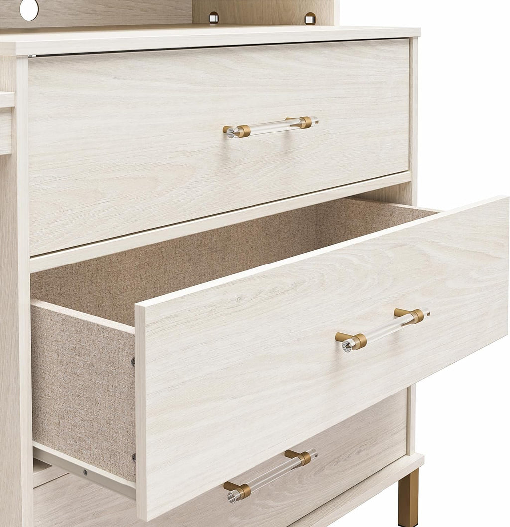 White Oak Dresser/Desk Combo with Wireless-charger D343