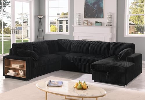 Oversized U Shaped Sleeper Sectional Sofa with Storage Chaise M788