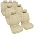 Black Beige Gray 3 Rows PU Leather Seat Covers K630