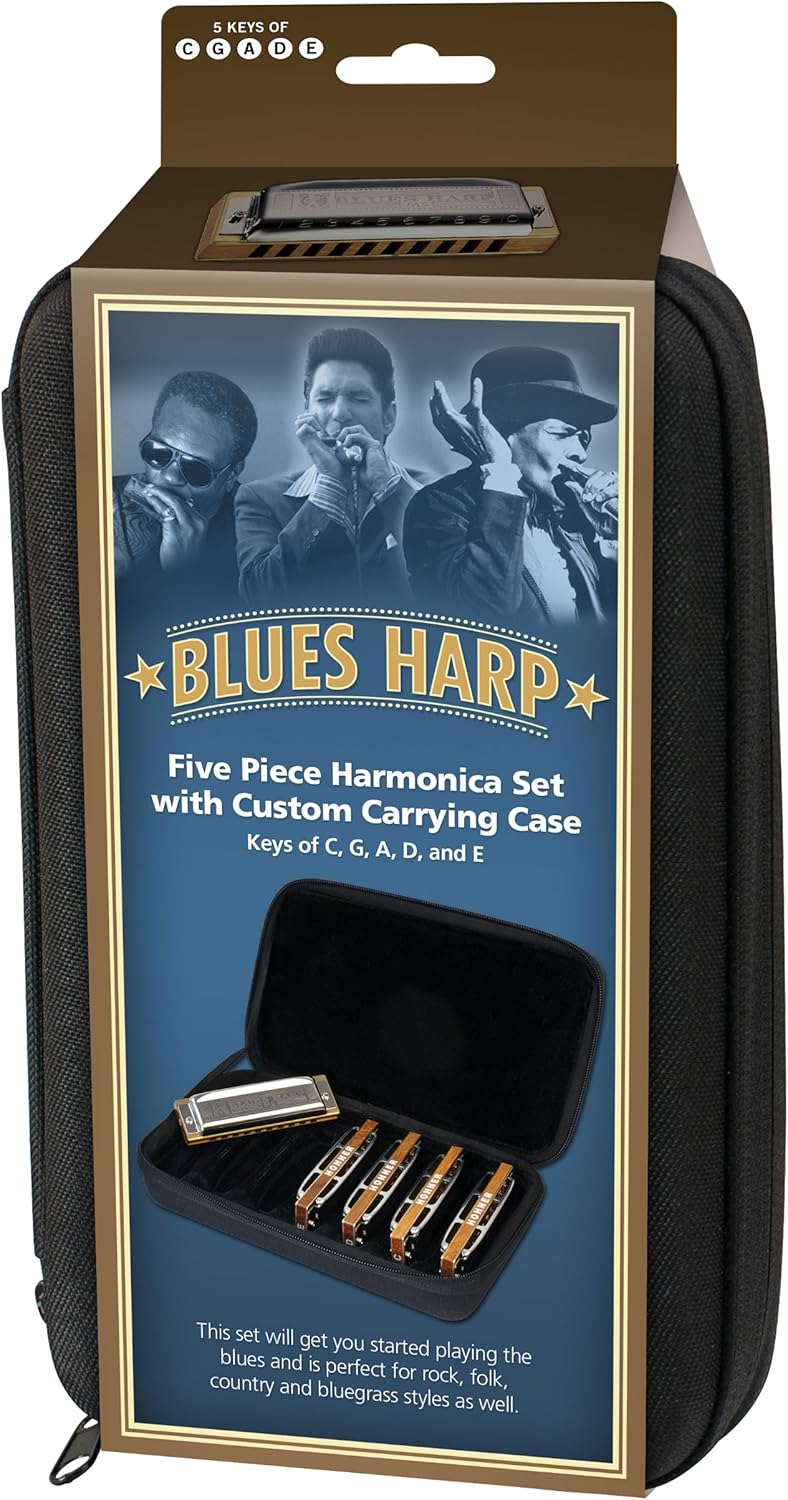 Blues 5 Harmonica Set with Case, Stainless steel B618913
