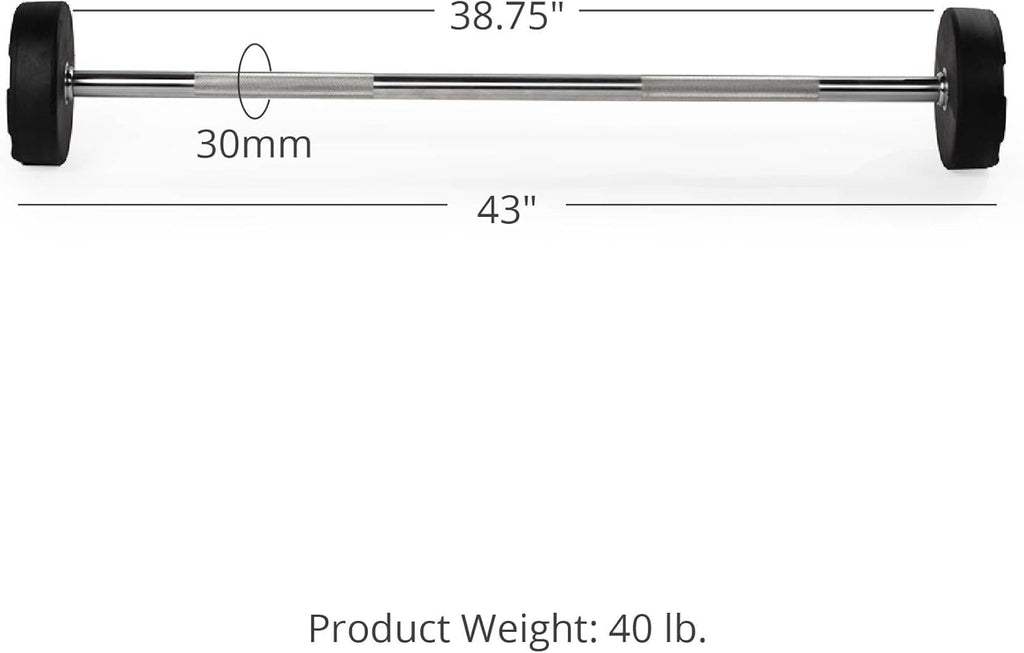 40 LB Rubber Straight Fixed Barbell E208