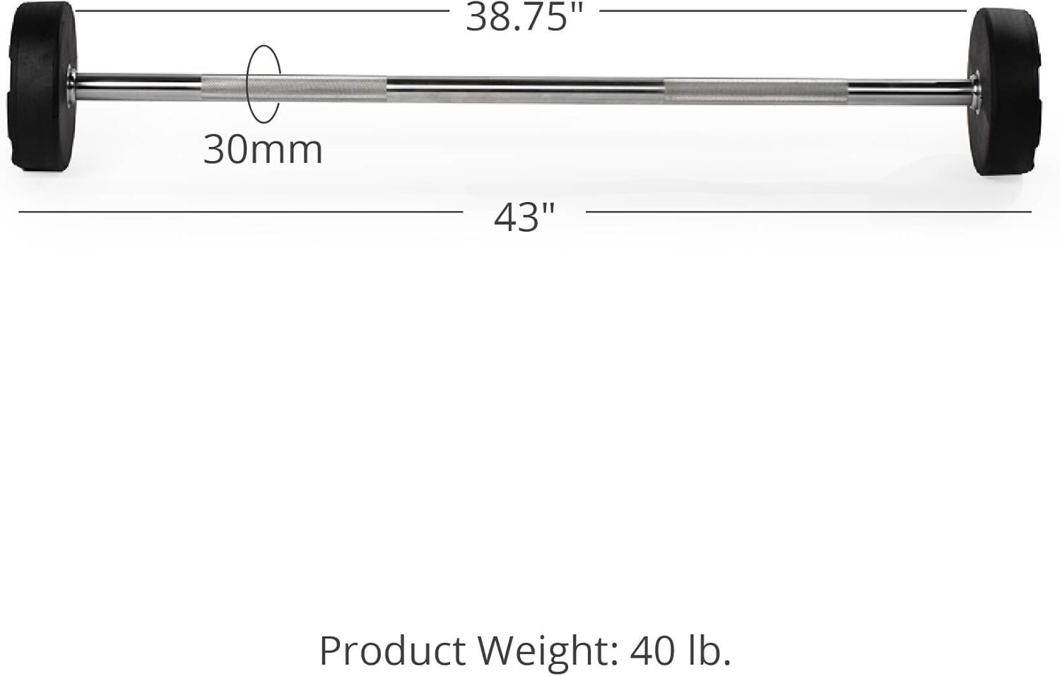 40 LB Rubber Straight Fixed Barbell E208